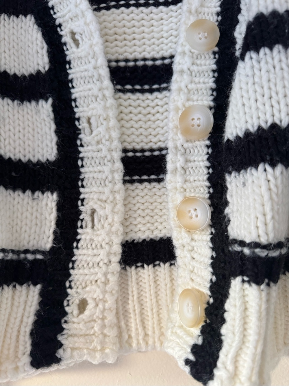 & Other Stories Black and White Striped Button Cardigan - Picture 2 of 7